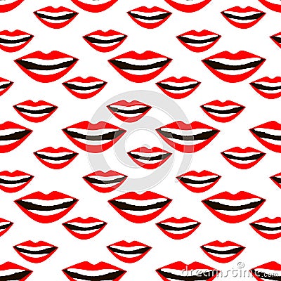 Lips seamless pattern. Cosmetics and makeup Vector Illustration