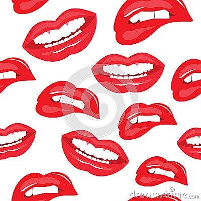 Lips seamless pattern Vector Illustration