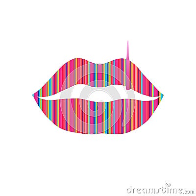 Lips stylized color icon. Isolated vector on white background. Vector Illustration