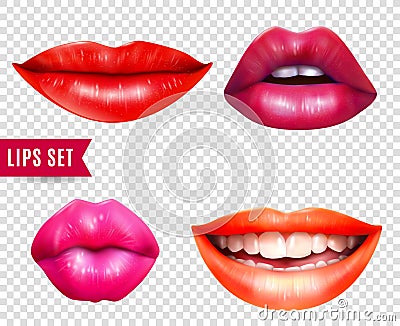 Lips Transparent Set Vector Illustration