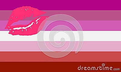 Lipstic lesbian pride flag - one of the sexual minority of LGBT community Vector Illustration