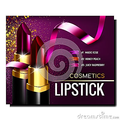 Lipstick Cosmetics Advertising Banner Vector Vector Illustration