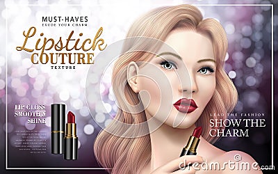 Lipstick couture ad Vector Illustration