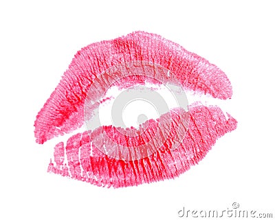 Lipstick kiss mark, isolated Stock Photo