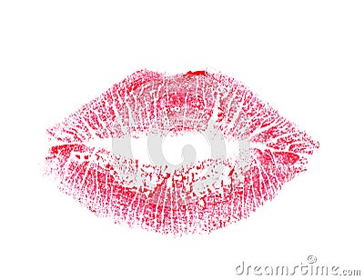 Lipstick kiss mark on white background Stock Photo