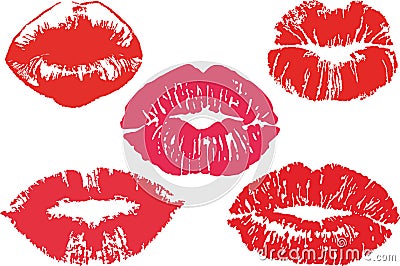 Lipstick Kisses Set for Printing and Cutting Vector Illustration