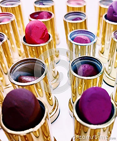Lipstick lippy make-up for the ladies red lips beauty fashion cosmetic product closeup view image photo Stock Photo