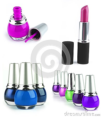 Lipstick and nail polish kits Stock Photo