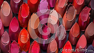 Lipstick Palette Perfection Colorful Cosmetics Display Close up Stock Photo