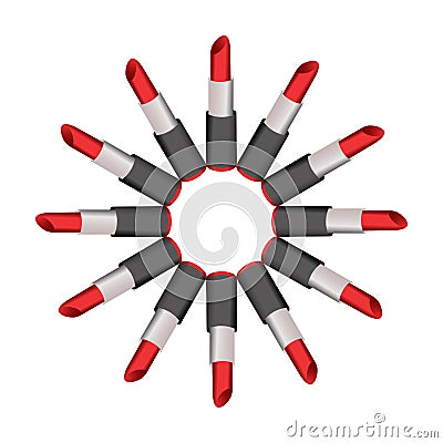 Lipstick, Red color of lipstick in circle design Cartoon Illustration