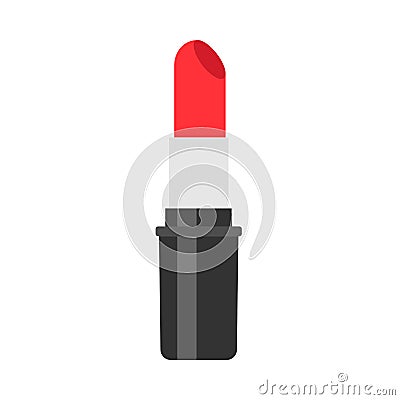 Lipstick red women luxury makeup cosmetics skin care vector icon. Colorful shiny tube sample Vector Illustration