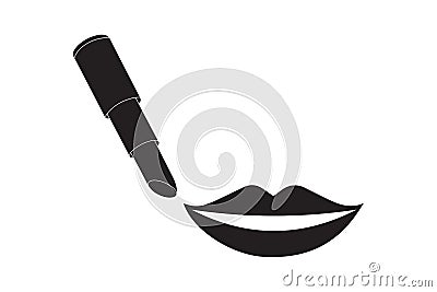 Lipstick and sexy lips in black and white Cartoon Illustration