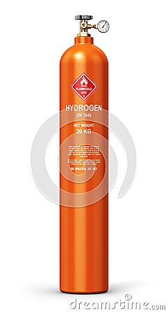 Liquefied hydrogen industrial gas cylinder Cartoon Illustration