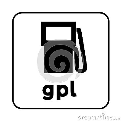 Liquefied petroleum gas symbol called GPL in French language Cartoon Illustration