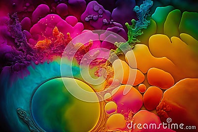 Liquid abstract background. Colorful flowing organic wallpaper digital artwork. Multicolored sculpted graphics melting backdrop. Stock Photo