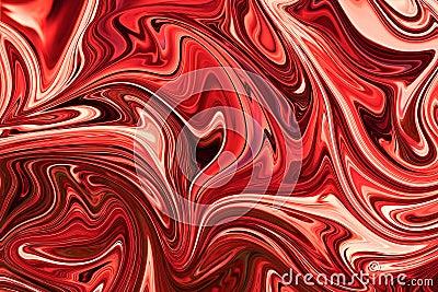 Liquid Abstract Pattern With Red, FireBrick And Dark Red Graphics Color Art Form. Digital Background With Liquid Flow Stock Photo