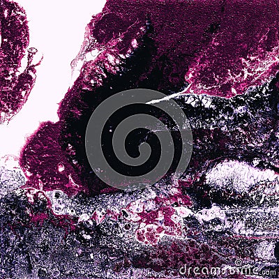 Liquid Acrylic paint, liquid artwork, abstract colorful background with colored painted cells, stains. Magenta and blue Stock Photo