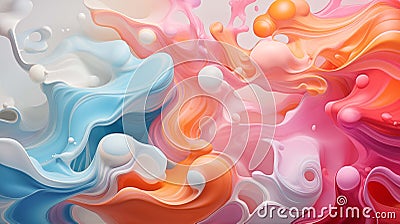 Liquid art. Living splash structure. Mixing colors. Generated using a neural network. Stock Photo