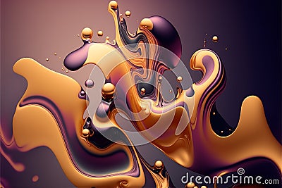 Liquid background texture abstract art digital artwork flowing organic illustration melted smooth water shiny color sculpted Cartoon Illustration