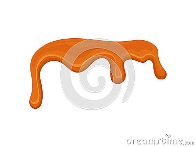 Liquid caramel on white background. Candy toffee concept. Vector Illustration