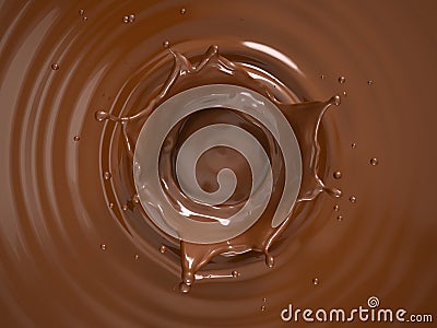 Liquid chocolate crown splash. Top view Stock Photo