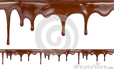 liquid chocolate dripping from cake on white background with clipping path included. High resolution illustration. Cartoon Illustration