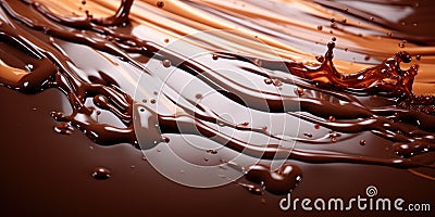 liquid chocolate flowing in the air Stock Photo