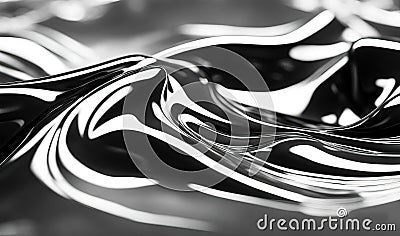 Liquid chrome waves background, shiny and lustrous metal pattern texture Cartoon Illustration