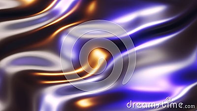 Liquid chrome waves background, shiny texture of metallic pattern with reflected multicolored lights Cartoon Illustration