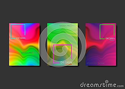 Gradient fluid poster set cool brochure. Liquid color background design. Original Presentation templates. Creative flyer liquid Vector Illustration