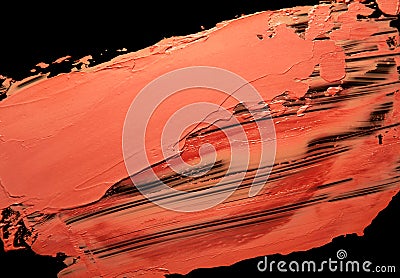 Coral red orange lipstick background texture smudge samples Stock Photo
