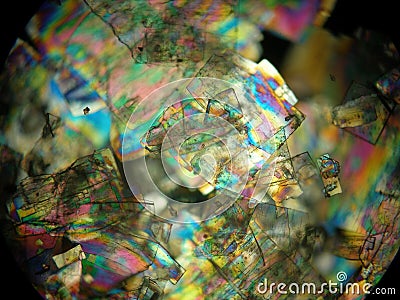 Liquid crystal under polarized light microscope Stock Photo