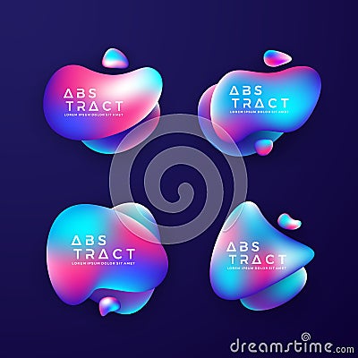 Liquid design collection. Trendy liquid gradient design elements with 3D style. Abstract Fluid design elements with gradient color Vector Illustration