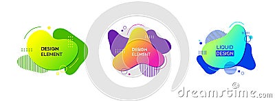 Liquid design elements. Vector set of fluid colorful abstract shapes. For banners, social media posts, logo design Vector Illustration