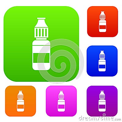 Liquid for electronic cigarettes set collection Vector Illustration