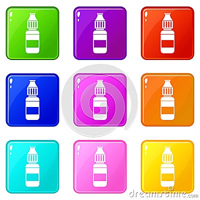 Liquid for electronic cigarettes set 9 Vector Illustration