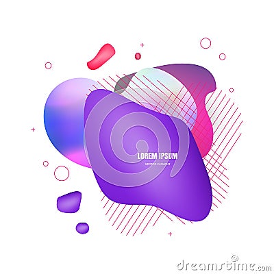 Liquid elements, mixed color plastic shapes or organic bubbles Vector Illustration