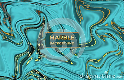 Liquid emerald marble texture. Ink ripples watercolor design. Fluid background for celebration, flyer, placard, party, social medi Vector Illustration