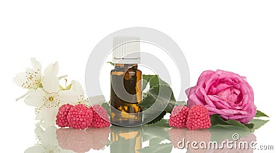 Liquid with floral scent for smoking, flowers and berries Stock Photo