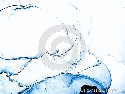 Liquid Fluids Art. Liquid Texture. Indigo Alcohol Ink Pigment. Colorful Sea Wave Imitation Style. Volume Abstract Wallpaper. Sea Stock Photo