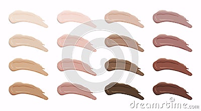 Liquid foundation smudges range of colors. Realistic vector illustration Vector Illustration