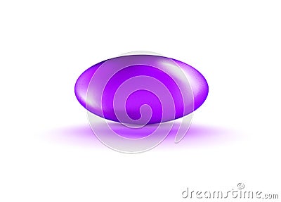 Liquid Gel Purple Oval Oil bubble isolated on transparent background. Cosmetic Capsule of vitamin E, A or omega 3 or 6 oil. Vector Illustration