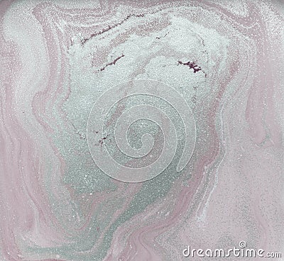 Liquid gold marbled pattern. Pale pink background Stock Photo