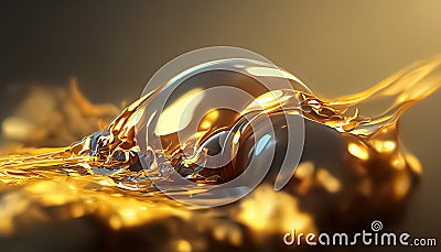 Liquid gold metallic dynamic glossy fluid abstract luxurious background Stock Photo