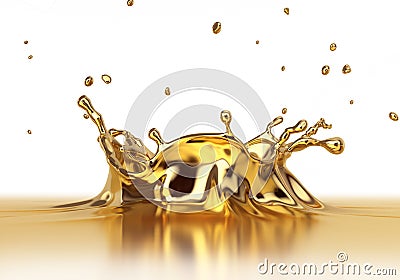 Liquid gold spash close up. Stock Photo