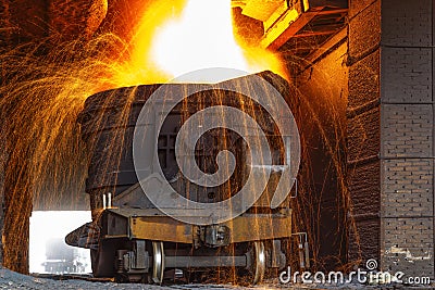 Liquid iron Stock Photo