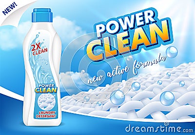 Liquid laundry detergent ad vector realistic illustration Vector Illustration