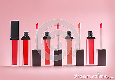 Liquid lipsticks with applicators Stock Photo