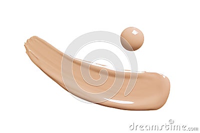 Liquid makeup foundation swatch isolated on white background. Skin tone BB, CC cream swipe smear smudge Stock Photo