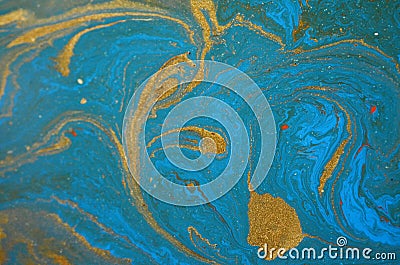 Liquid marbling acrylic paint background. Fluid painting abstract texture. Stock Photo